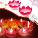 alikiki Diwali Lotus LED Diyas String-Lights - USB Powered Waterproof Diwali Diya Lights for Pooja Item Indian Home Office Mandir Puja Decor - Includes 5 Stickers (11.1ft)