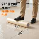 3mil carpet protection film 24" x 200' self-adhesive plastic carpet protection film, easy to clean, remove and unfold, durable protective tape, effectively prevents surface stains and spills