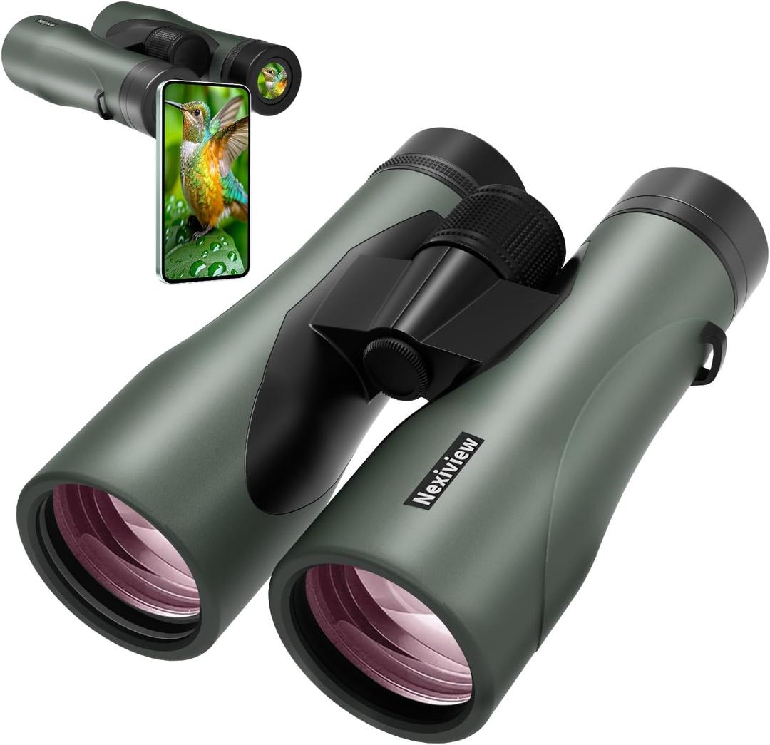 15x52 HD Binoculars for Adults High Powered - Large & Bright View, Lightweight, IPX7 Waterproof-Binoculars for Hunting Bird Watching Travel,Hiking, Travel, Cruise, Sports with Phone Adapter