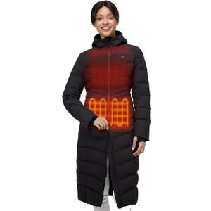 ORORO Women's Long Heated Down Parka with Battery, RDS Down (Black, M)