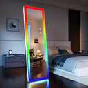 Koonmi LED Full Length Mirror, 63"x20" Full Length Lighted Mirror with Remote Control, RGB Color Changing Lights, 7 Dynamic Modes, Dimmable Brightness