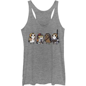 Star Wars Girls Star Wars Episode Ix Porgs as Characters Tri-Blend Racerback Layering Tank (Medium, Gray Heather)