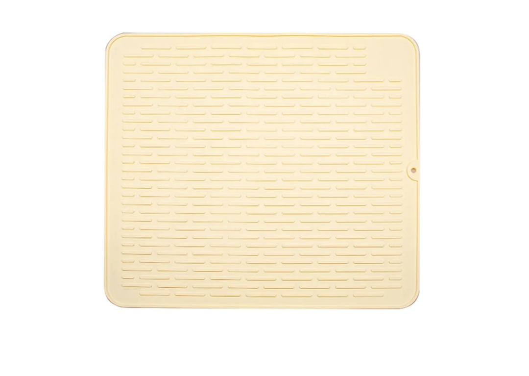 AHTCPO Silicone Dish Drying Mat, Easy Clean, Heat-Resistant Silicone Mat, for Kitchen Counter or Sink Refrigerator(Yellow,45 * 40cm)