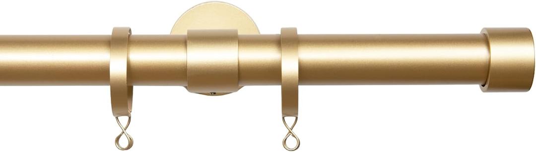 TWOPAGES 1" Heavy Duty 28-136" Adjustable Curtain Rod with Rings, Gold | Seamless Rod Design, Smooth & Quiet Gliding, Heavy Duty Carbon Steel, Secure Wall Mount, Easy Telescopic Adjustment