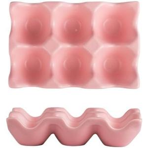 Unique Gifts Kitchen Gadgets Dopamine Egg Holder Household Ceramic Tableware Kitchen Refrigerator Egg Storage Rack High Value Non-slip Egg Grid (Egg Grid - Pink)