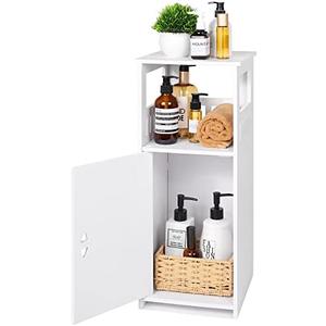YARUKIMA Bathroom Floor Storage Cabinet White,Freestanding Side Cabinet with Open Shelves and Doors,Multipurpose Home Furniture for Living Room,Dining Room,Kitchen.