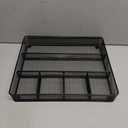 Amazon Basics Metal Mesh Desk Organizer with 6 Compartments, Anti-Slip Pen Holder Storage Tray for Office Supplies and Home, Black