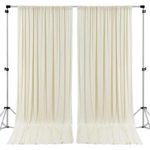 10 feet x 10 feet IFR Polyester Backdrop Drapes Curtains Panels with 4" Rod Pockets (Rod Not Included) - Wedding Ceremony Party Home Window Decorations - Ivory (60"W x 120"L (Pack of 2))