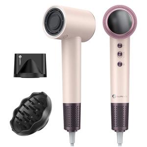 OUTLET)slopehill 110,000 RPM Professional Hair Dryer - 0.8lb Ultra-Lightweight, 2 Billion Ion Technology for 98% Frizz Reduction, AI Smart-Temp Control, Magnetic Attachments for All Hair Types (Pink)