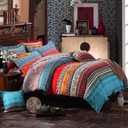 TISPLR Bohemian Full Comforter Set Soft Chic 3 Pieces Bedding Full Comforter Set Lightweight Exotic Red Teal Boho Mandala Colorful Vintage Comforter Bed Set for All Seasons