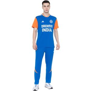 adidas India Cricket T20 Fan Jersey (Large, Dark Blue / True Orange)