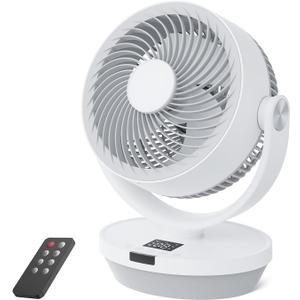 Fan for Bedroom, 13" Air Circulator Fans with Remote, 120Vertical Manual +90Oscillating Desk fan, 60ft Powerful Airflow, Portable Fan With 4 Speeds, 4 Modes, 12H Timer, 25dB Quiet Smallfan (White)