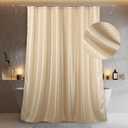 Champagne Gold Sparkle Shower Curtain: Beige Cream Silver Glitter Bling Shiny Fabric Decorative Shower Curtains for Bathroom - Waterproof Washable Luxury Metallic Satin Bath Curtain - 72x72