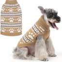KOOLTAIL Cable Knit Dog Sweater Turtleneck, Cold Weather Pullover Classic Knitwear, Cute Paws Pattern Thick Warm Winter Pet Clothes, Dog Christmas Sweater for Small Medium Large Dogs Cats,Khaki ML Size M/L