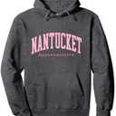 Vintage Nantucket Island Retro Preppy Throwback Girls Women Pullover Hoodie, S