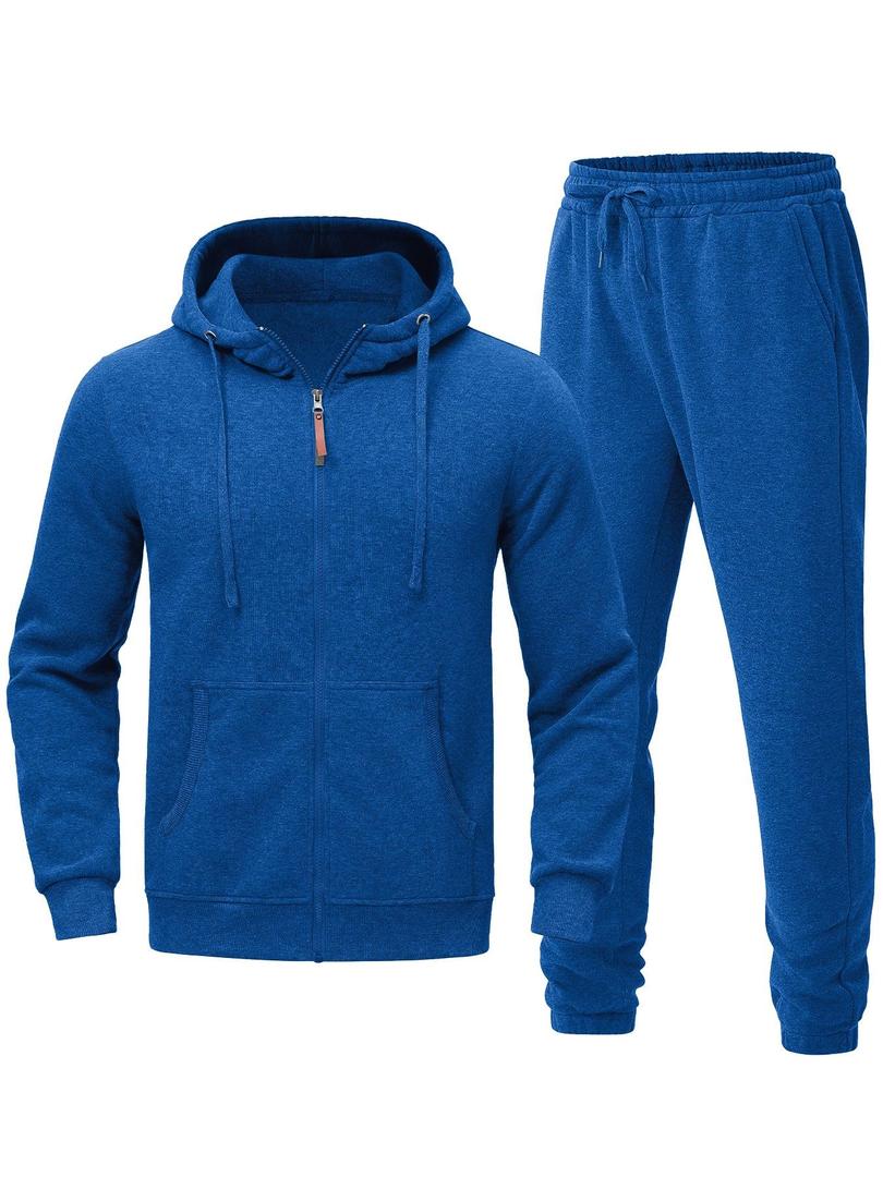 Riskrole Men's Hooded Tracksuit 2 Pieces Set Zip up Fleece Sweatsuit Casual Outdoor Sports Jogging Suits Set