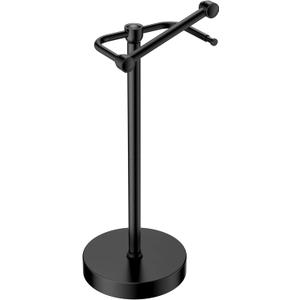 RARXTR Toilet Paper Holder Stand, Modern Bathroom Free Standing Toilet Paper Roll Holder, Stainless Steel Tissue Rack, Rust-Proof & Heavy Stable Base (Matte Black)