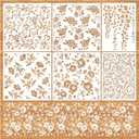 Floral Stencils for Walls Large Leaf Flower Stencils for Painting on Walls Wood Furniture Crafts (6 Floral)