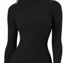 v28 Women Turtleneck Long Sleeve Bodycon Fall Winter Mini Slim Knit Sweater Dress (Medium, Black)