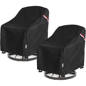 Patio Chair Covers Waterproof Heavy Duty Patio Furniture Covers, 33W x 35D x 36H Inches Swivel Outdoor Chair Cover 2 Pack (Black)