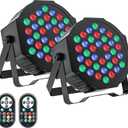 U`King LED Par Lights DJ Stage Light Corded RGB 36 LED with Sound Activated Remote Control DJ Uplighting for Wedding Party Club Christmas Stage Lighting (2 Packs)