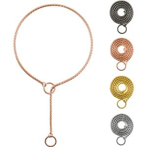 Heavy Duty Dog Choke Collar Slip Dog P Chain Snake Collar Plating Anti-Rust Dog Training Collars for Small Large Dogs Black/Gold/Silver/Rose Gold 15.5in-29.5in (15.5in, Rose Gold)