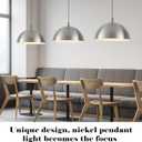 Brushed Nickel Pendant Lights Kitchen Island, 16 Inch Large Dome Pendant Light, Modern Farmhouse Pendant Light for Kitchen Island, Dining Room, Cafe, Bar, 2 Pack, 16"x2