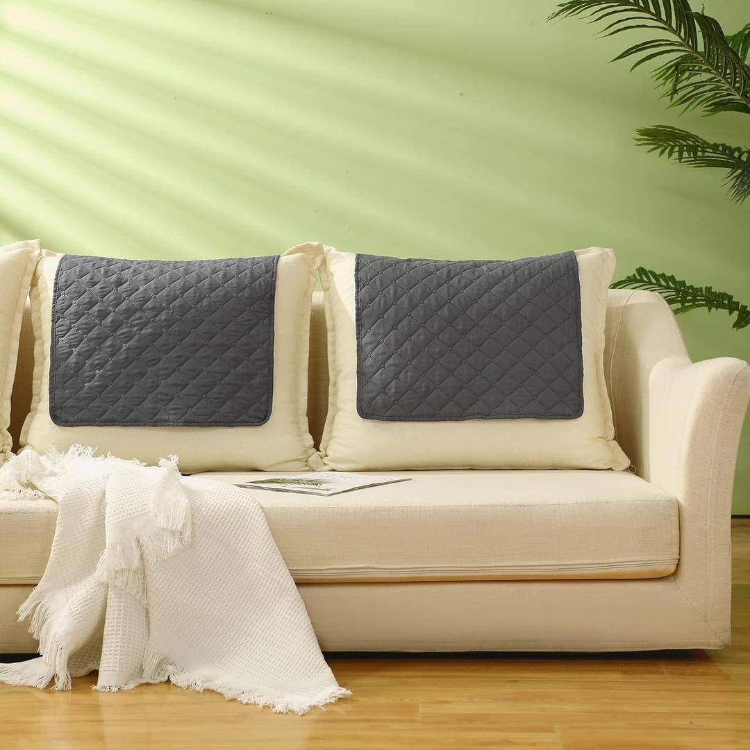Panelee 2 Pcs Headrest Cover for Recliner Chair Sofa Headrest Cover Head Protector Furniture Protector for Recliner Sofa Slipcovers(Gray)