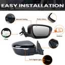 Right Passenger Side Mirror Compatible with Nissan Rogue 2014-2021 with Heated Manual Folding Turn Signal Power Glass 7 Pins (NOT FIT Rogue Sport)