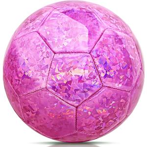 Size 4 Soccer Ball Glitter Pink - Kids Aged 4-6 6-8 8-12 Outdoors Sports Training Ball Recreation Playing Ball Teens Girls Children Youth Back to School Birthday