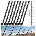 8 Pack 31.5" 25° Fence Post Extender for Outdoor | Wire Extend Arm with 25° Angle,Flat Surface Mounted for Fences to Protect Privacy,Prevent Pets Jumping & Animals Breaking In