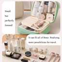 2 x Travel Makeup Bag for Women, Large Capacity Cosmetic Bags for Girls, Compact Pouch Make up Organizer, Waterproof Toiletry Bag with Divider and Handle (Green2)