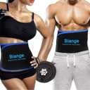 Biange Waist Trainer for Women Men Sweat Belt Waist Trimmer Belly Band Stomach Wraps (L(45  9), 1 * Blue & Black)