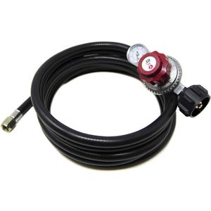 GasOne Gauge Universal QCC1 Gas Grill, Heater Fire Pit, 3/8" Female Flare Nut 12 ft Propane Hose and Regulator High Pressure 0-30PSI with PSI, 1 Count (Pack of 1)