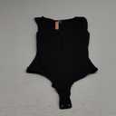 NUDESTORE Women's Square Neck Tank Top Bodysuit Sexy Double Lined Sleeveless Thong Body Suits Going Out Tops Black Medium