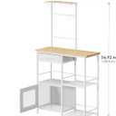 SWTYMIKI Coffee Bar with Hanging Rack - Farmhouse Coffee Stand Station Multi-Purpose Buffet Sideboard Cabinet with Drawers - Kitchen Bar Table for Living Room, Corner, Small Space, Natural, 70x30x139.5cm