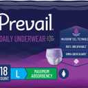 Prevail Maximum Absorbency Incontinence Underwear for Women, Large, 18 Count