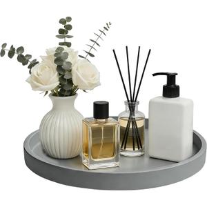 1 Pack 10" Bathroom and Vanity Tray, ABS Bathroom Counter Organizer, Coffee Table Decor for Perfume, Candles, Keys &More. Kitchen Countertop Organizer, Decorative Tray Soap Holder, Grey