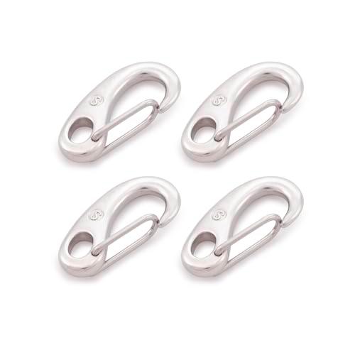 SHONAN 1.93 Inch Flag Clips for Flagpole Rope, Stainless Steel Carabiners Marine Grade, Boat Fender Clips, 4 Pack Spring Snap Hooks for Ropes, Keychain, Dog Leash, 90 Lbs Capacity