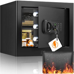 1.2 Cubic Home Safe with Fireproof Bag, Anti-Theft Safe Box for Pistol, Money, Medicine & Documents