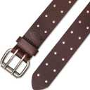 Dickies Men's Double Prong Leather Work Belt Fully Adjustable, Regular & Big and Tall Sizes (Brown, XXL)