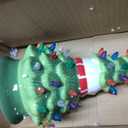 FUNPENY 11" Ceramic Christmas Tree, Pre-lit Battery Operated Vintage Tabletop Snowman Tree Ornaments with 50 Multicolored Lights, Christmas Table Decorations for Xmas Indoor Desk Centerpiece Decor