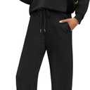 WIHOLL Lounge Sets for Women 2 Piece Travel Vacation Outfits Fall Sweatsuit Tracksuit (Small, Black)