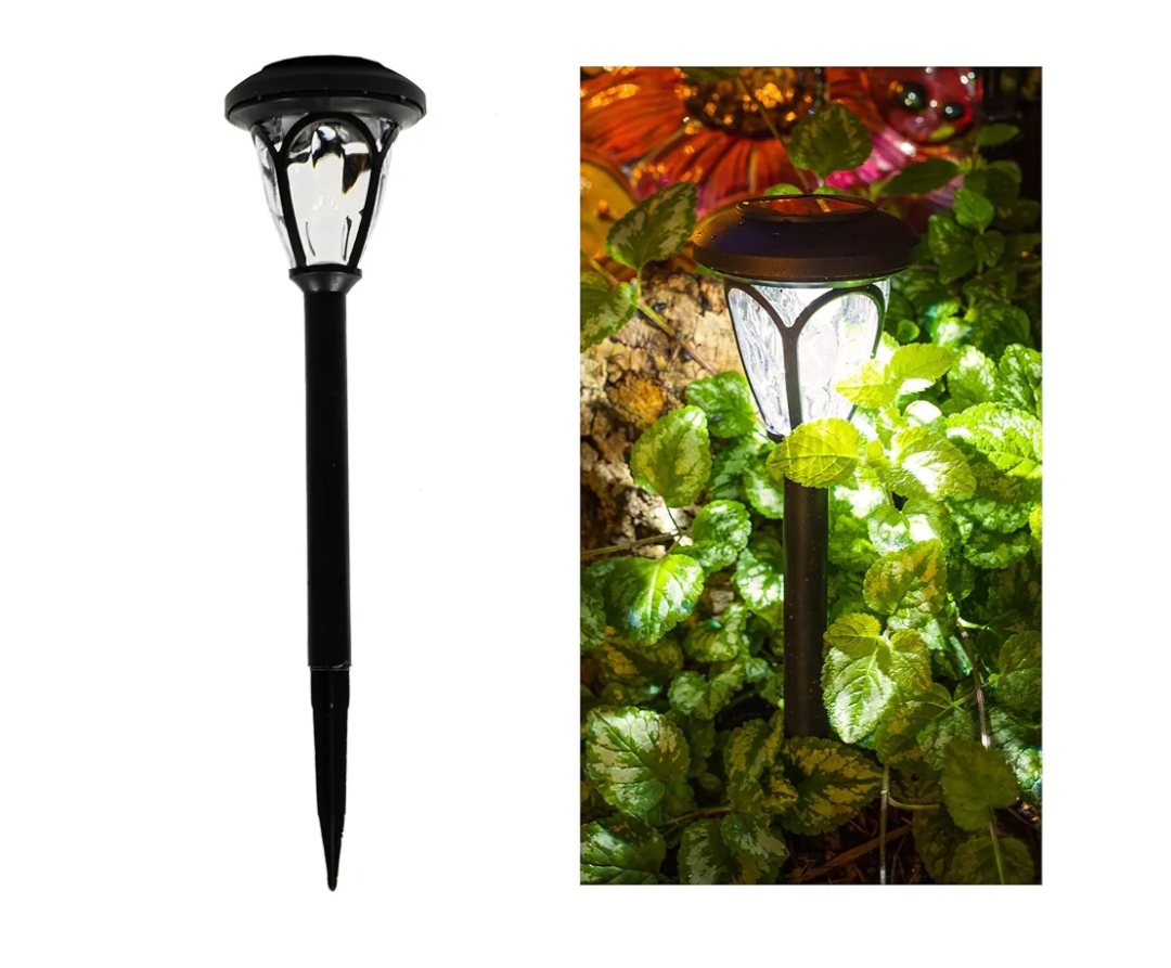 Crosslight Solar Powered Pathway Lights (1 Pack) - Outdoor LED Lights, Waterproof for Garden, Yard, Patio, Lawn, Walkway - Decorative Ground Stake Lighting | Black