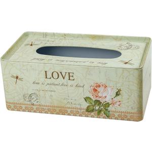 Decorative Metal Tissue Holder Country Rural Rectangular Tissue Box Cover - Bathroom, Kitchen, Office Room