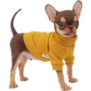 LOPHIPETS Dog Turtleneck Sweaters for Teacup Chihuahua Yorkie Puppy Cat Clothes, Yellow (XX-Small for 0.5-1.2 lbs)