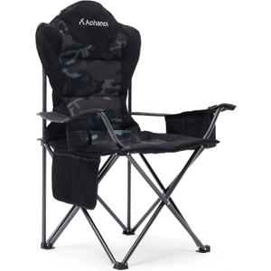 Aohanoi Camping Chairs for Heavy People,Outdoor Folding Camp Chairs for Adults with Cup Holder & Cooler Bag for Outside,Outdoor Lawn Chairs Supports Up to 400lbs