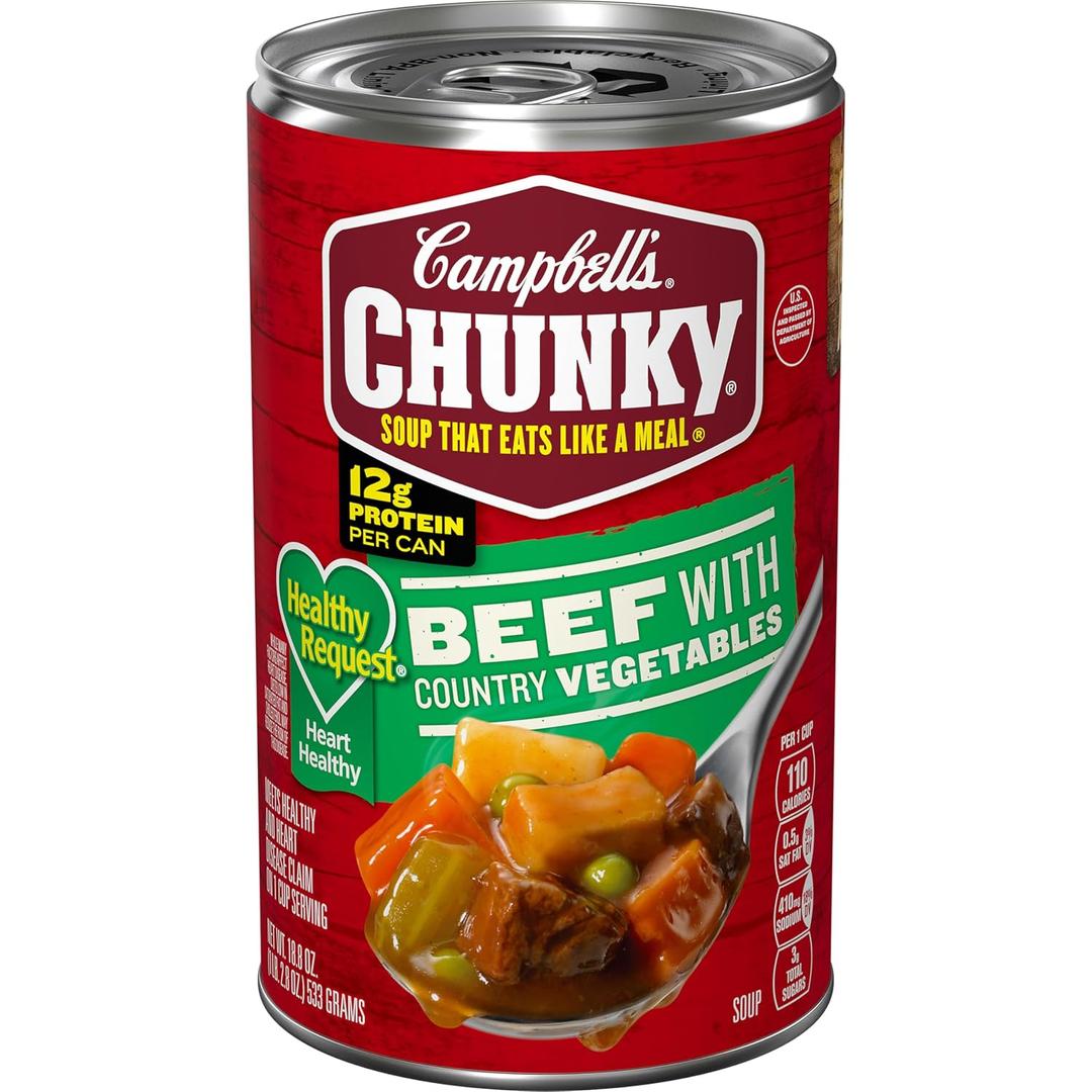 5 x Campbell's Chunky Healthy Request Beef & Country Vegetable Soup, 18.8 Oz (EXP 03/10/28)