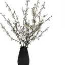 ATFL Artificial Plum Blossom Flowers,6 Pcs Faux Branches for Vase,Artificial Cherry Blossom Branches for Table Accessories Party Beach Theme Office Home Decor (White)