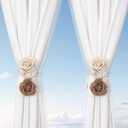 SUQ I OME Curtain Ropes Tiebacks, 2 Pack Boho Farmhouse Curtain Holdbacks for Thin Window Draperies (Large)